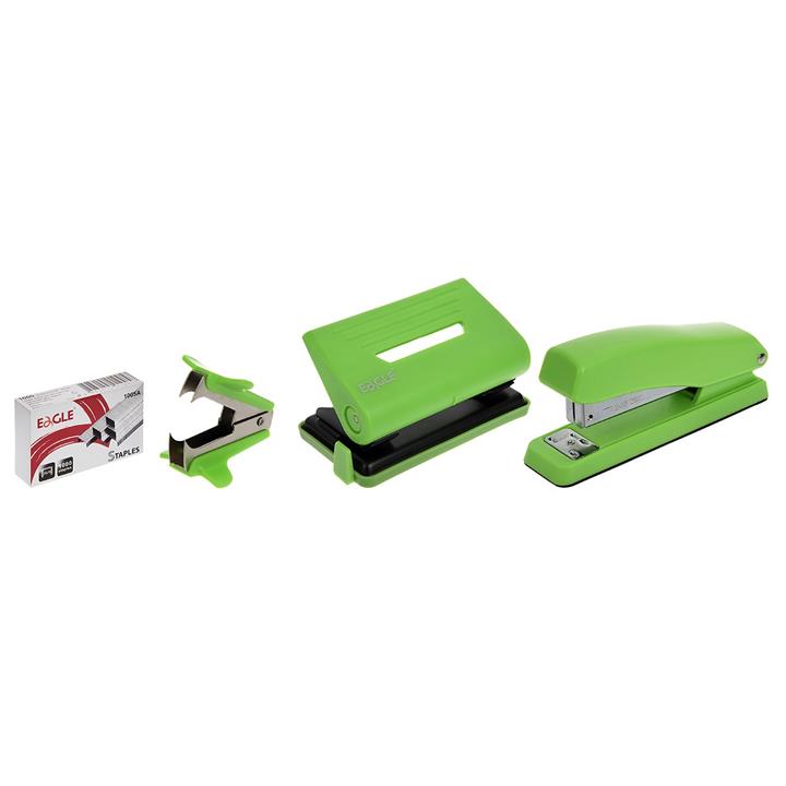 ست منگنه، پانچ و منگنه کش ایگل کد S10002 Eagle Stapler, Punch and Staple Remover Set Code S10002